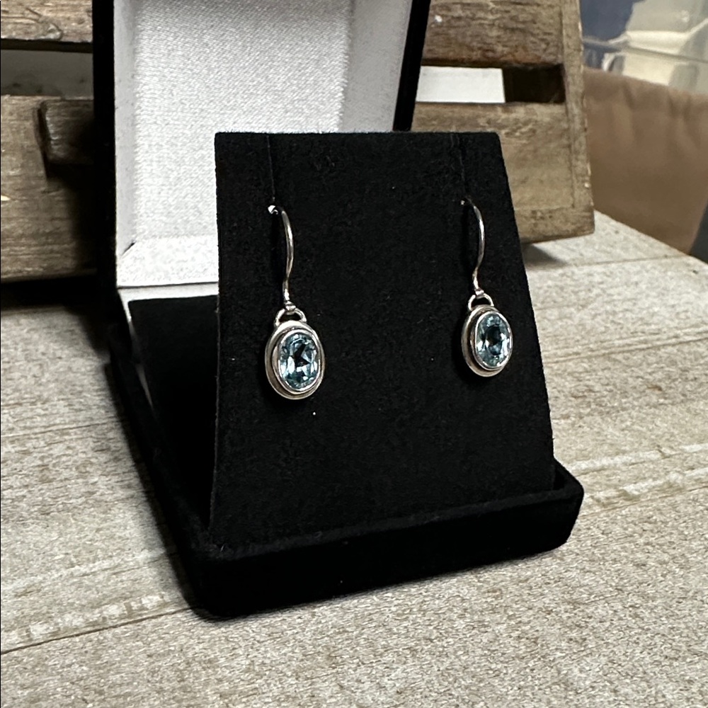JBD Jewels By Design great shape aquamarine crystal sterling silver earrings - Picture 2 of 4
